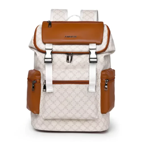 Sac à dos vintage femme en cuir rayé – Élégant et idéal pour ordinateur portable