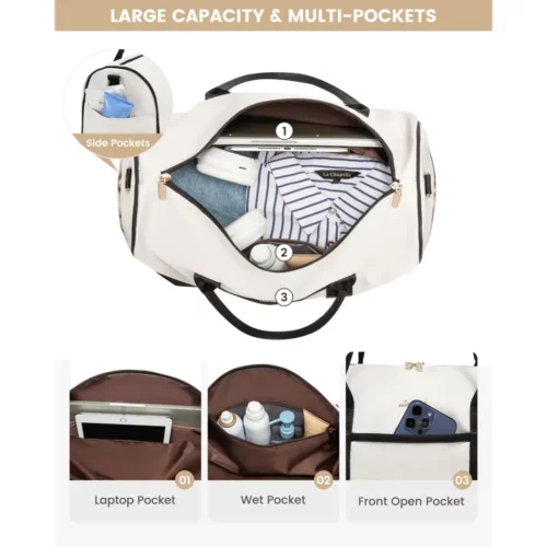Sac week-end femme 3 pièces – ensemble de voyage élégant et multifonctionnel