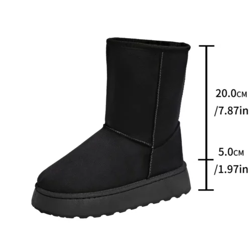 Bottes d’hiver femme doublées chaudes – bout rond et talon large confortable