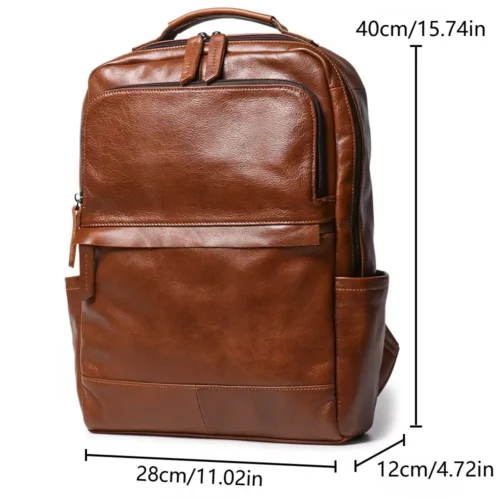 Sac à dos femme cuir véritable style vintage – compartiment ordinateur intégré