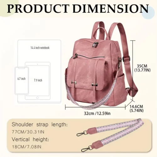 Sac à dos femme 3-en-1 en cuir végan avec poche antivol – usage quotidien