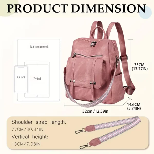 Sac à dos femme 3-en-1 en cuir végan avec poche antivol – usage quotidien