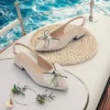 Escarpins femme à talon bas et bout pointu – confort chic avec nœud élégant