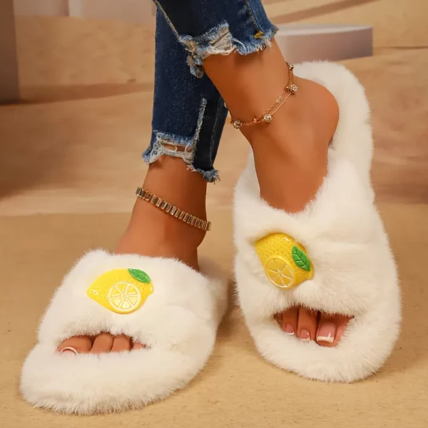 Chaussons femme en fausse fourrure avec semelle antidérapante et intérieur doux