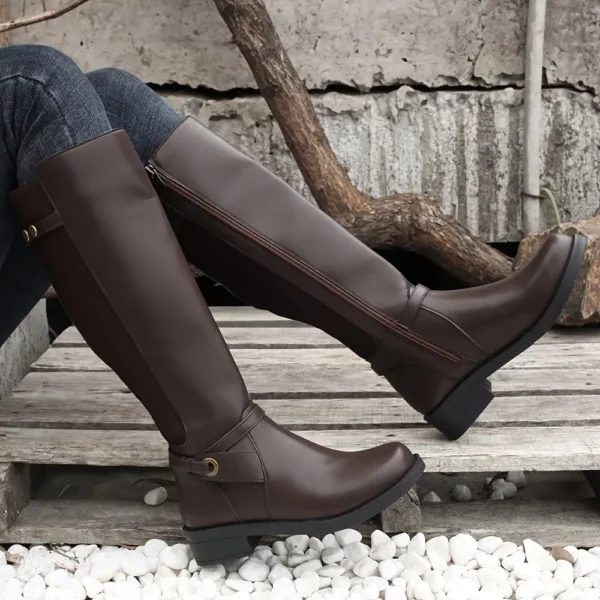 Bottes cavalières femme en cuir noir – style équestre avec fermeture latérale