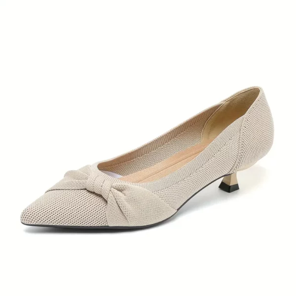 Escarpins femme à petit talon en tricot avec nœud – confort mariage ou bureau