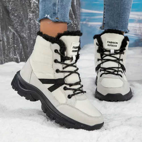 Bottes d’hiver femme fourrées antidérapantes – idéales neige et randonnée