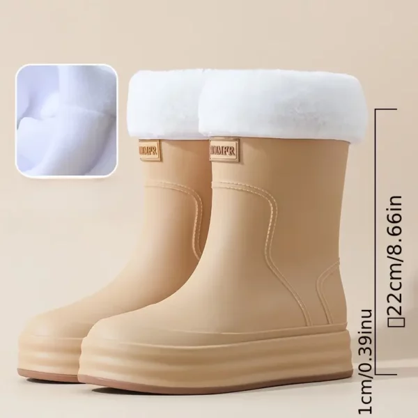Bottes de pluie femme mi-mollet en caoutchouc avec doublure polaire amovible