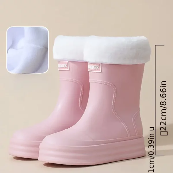 Bottes de pluie femme mi-mollet en caoutchouc avec doublure polaire amovible