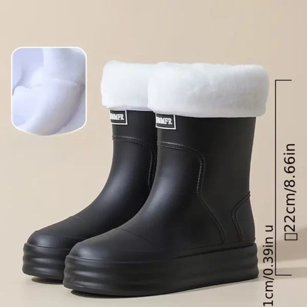 Bottes de pluie femme mi-mollet en caoutchouc avec doublure polaire amovible