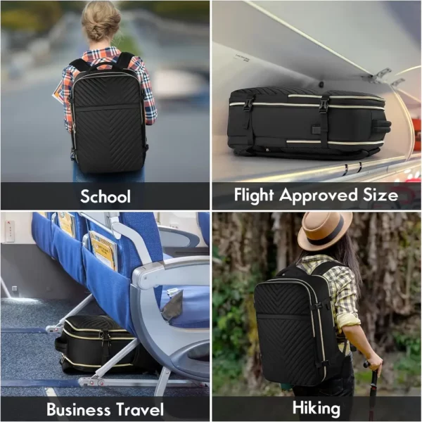 Sac à dos femme pour ordinateur portable – polyester uni, usage travail et voyage
