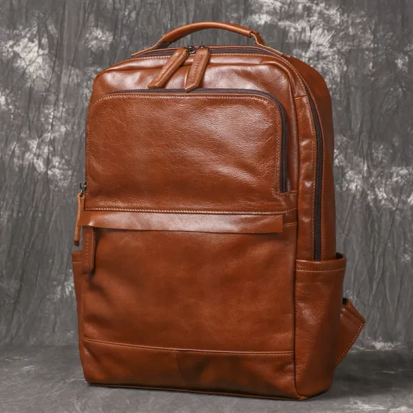 Sac à dos femme cuir véritable style vintage – compartiment ordinateur intégré