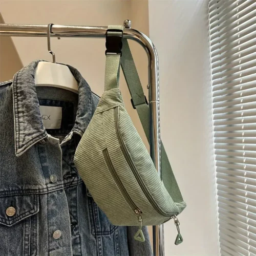 Sac banane femme en velours côtelé – léger et grande capacité