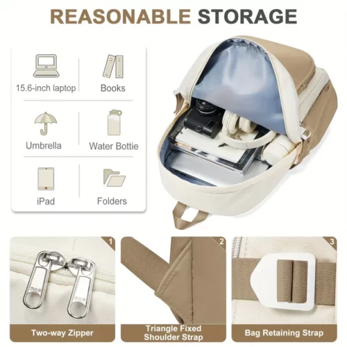 Sac à dos nylon léger femme – design élégant, multi-compartiments, usage quotidien