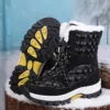 Bottes de neige femme mi-mollet doublées en peluche antidérapantes imperméables