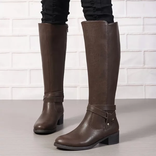 Bottes cavalières femme en cuir – style mi-mollet élégant et tendance
