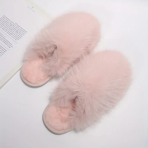 Chaussons femme fourrés en peluche douce – confort chaud pour l'hiver