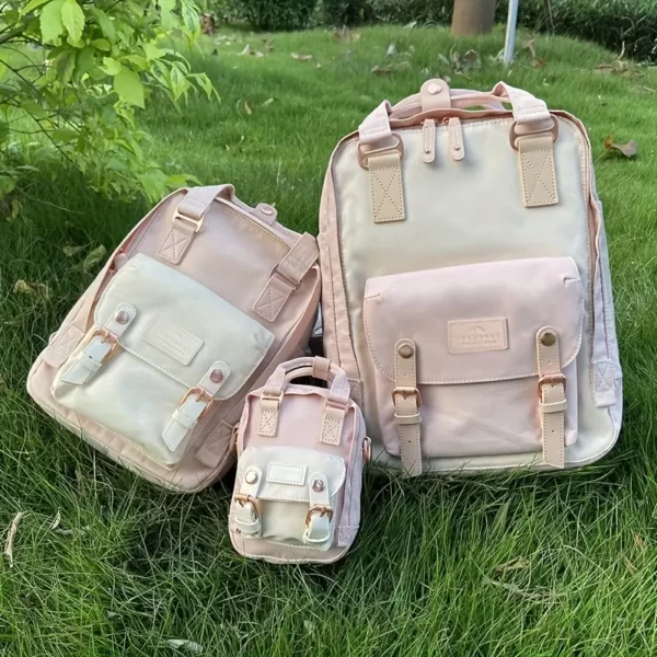 Sac à dos léger multicolore style macaron – sacoche urbaine femme unisexe