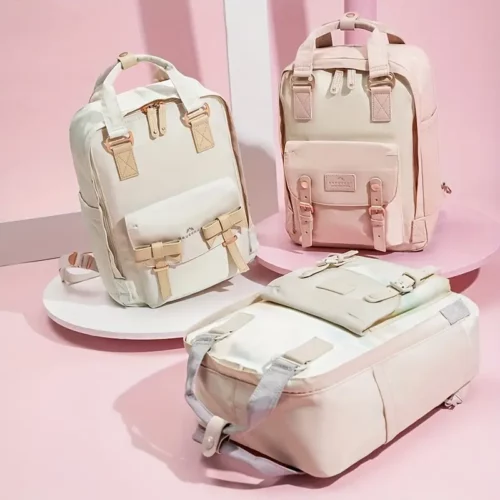 Sac à dos léger multicolore style macaron – sacoche urbaine femme unisexe