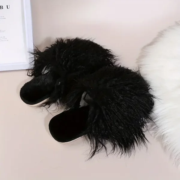 Chaussons femme en fausse fourrure peluche – intérieur chaud et confort moelleux