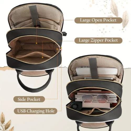 Sac à dos élégant pour ordinateur femme – set 2 pièces avec pochette assortie