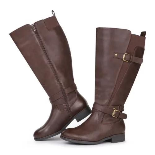 Bottes cavalières femme à bride et boucle – talon bas confortable, look élégant