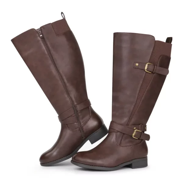 Bottes cavalières femme à bride et boucle – talon bas confortable, look élégant