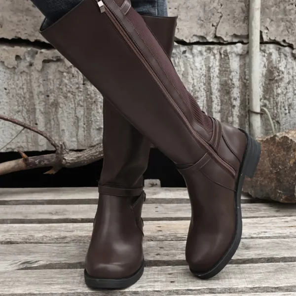 Bottes cavalières femme en cuir noir – style équestre avec fermeture latérale