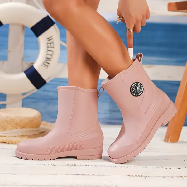 Bottes de pluie femme en caoutchouc mi-mollet – style chic et imperméable