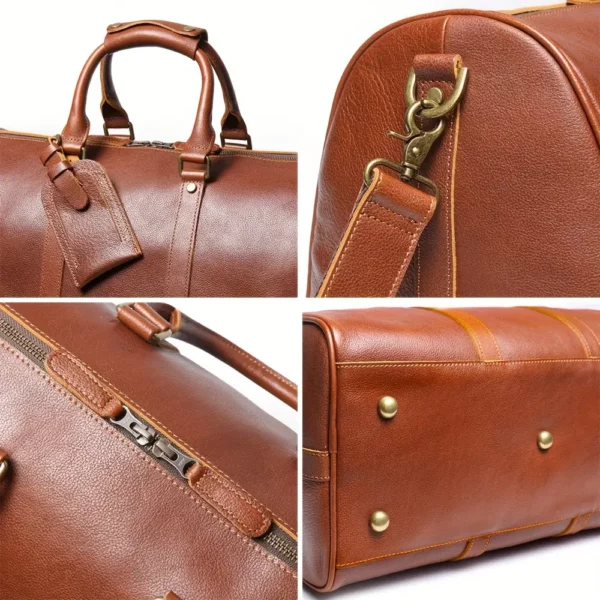 Sac week-end femme en cuir véritable – style décontracté et élégant