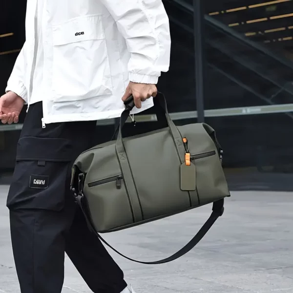 Sac week-end femme en nylon imperméable noir – bandoulière amovible renforcée