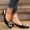 Sandales à petit talon pour mariage femme – bout pointu et strass élégants
