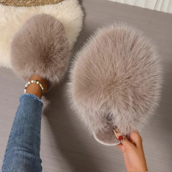 Chaussons femme en fausse fourrure douce – pantoufles d'intérieur confortables
