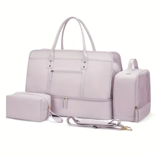 Sac week-end femme en nylon avec compartiments séparés – idéal sport et voyage