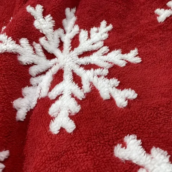 Plaid Noël double couche motif flocon – couverture douce lavable hiver cosy
