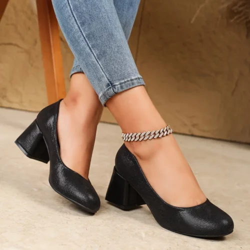 Escarpins femme talon bloc bas – style Mary Jane confortable et antidérapant