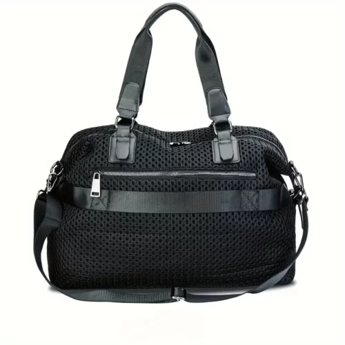 Sac week-end femme Oxford avec bandoulière réglable – style décontracté noir