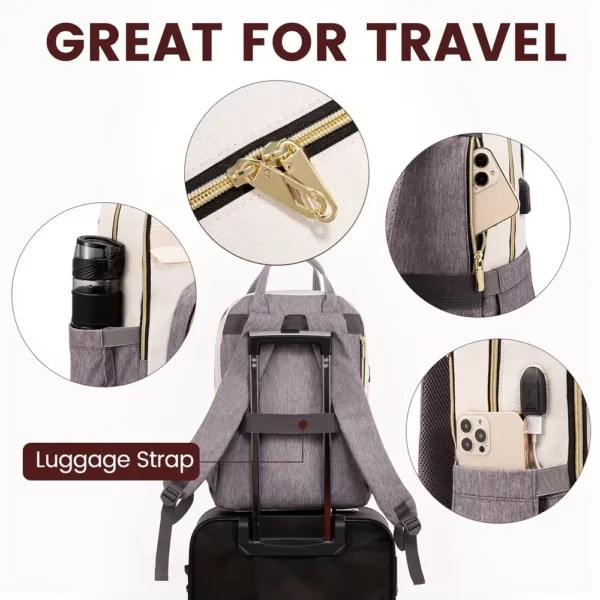Sac à dos ordinateur femme élégant – compartiments multiples et port USB