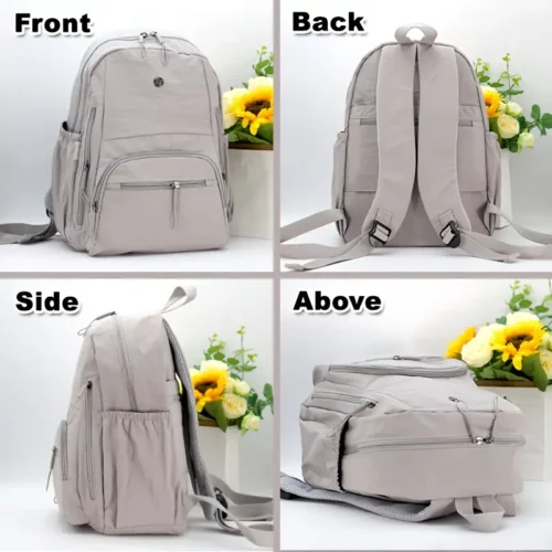 Sac à dos femme nylon léger multi-poches – design antivol pour voyage et ville