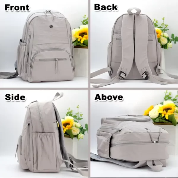 Sac à dos femme nylon léger multi-poches – design antivol pour voyage et ville