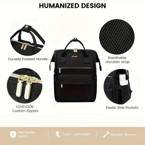 Sac à dos femme pour ordinateur portable – multi-compartiments, usage travail et école