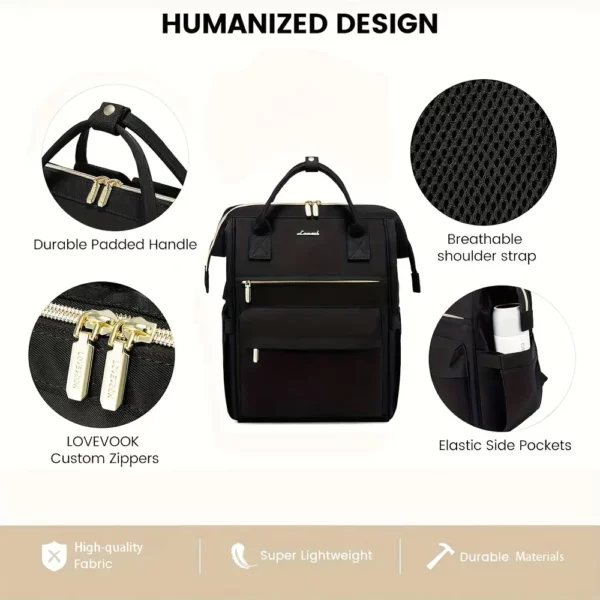 Sac à dos femme pour ordinateur portable – multi-compartiments, usage travail et école