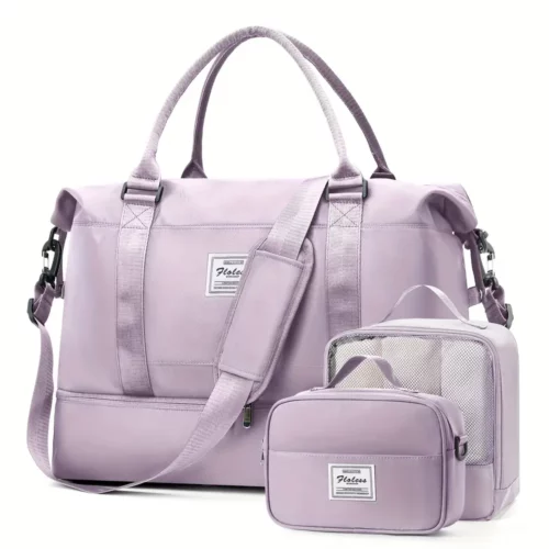 Sac de voyage femme en nylon imperméable – ensemble week-end 2 pièces élégant