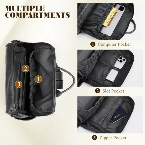Sac à dos ordinateur femme convertible élégant – compartiment PC et multi-poches