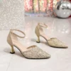Escarpins mariage femme à talon bas pailletés – bout pointu élégant et confortables