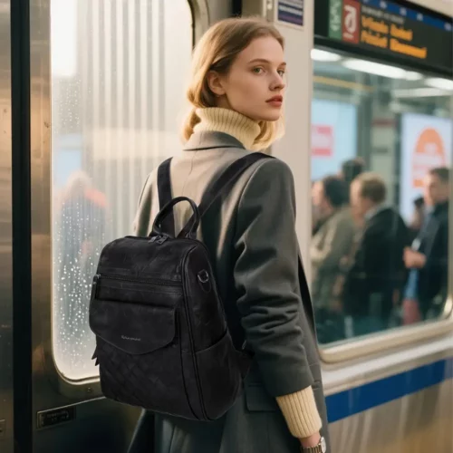 Sac à dos ordinateur femme convertible élégant imperméable style sac à main