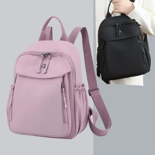 Sac à dos femme en nylon léger – multifonction urbain avec poches zippées