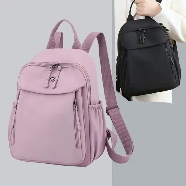 Sac à dos femme en nylon léger – multifonction urbain avec poches zippées