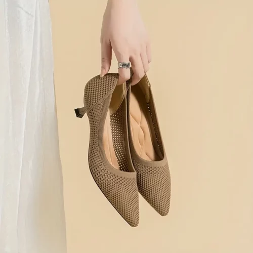 Escarpins femme à petit talon confortable – bout pointu élégant mariage