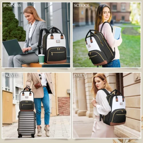 Sac à dos élégant pour ordinateur femme – set 2 pièces avec pochette assortie